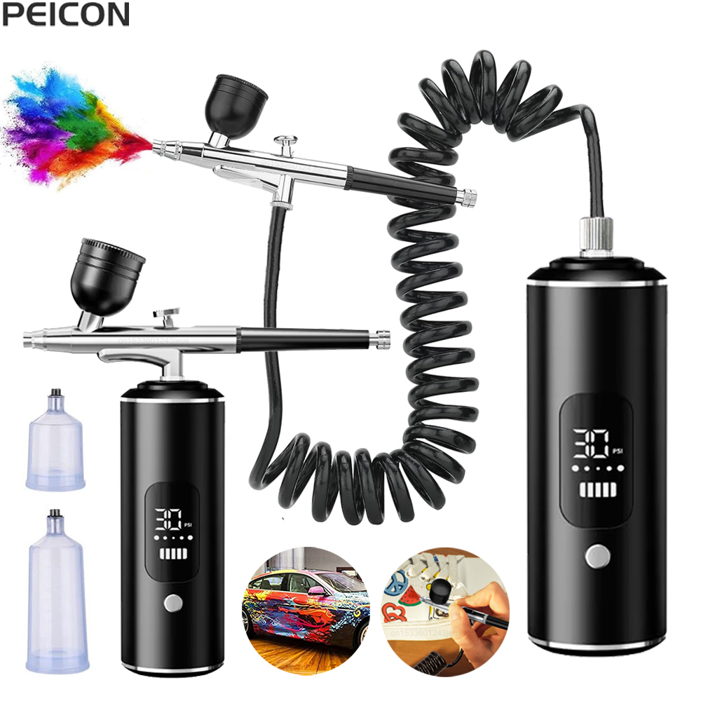 Airbrush Kit With Mini Compressor - Airbrush dengan Kompresor Pistol Semprot Mini