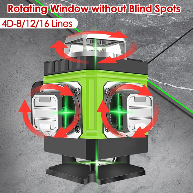 Laser Level 16 Lines 4D Green - 8/12/16 Garis Tingkat Laser 4D Garis
