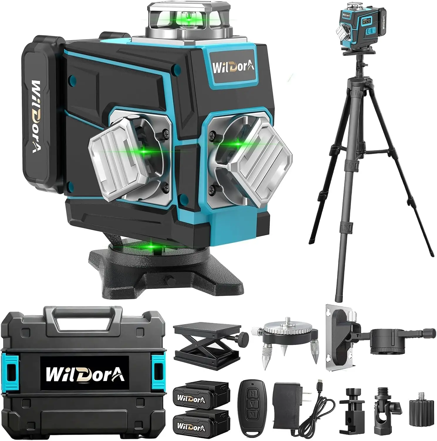 Laser Level 16 Lines 4D Green - Laser Level dengan Tripod, 4x360 °