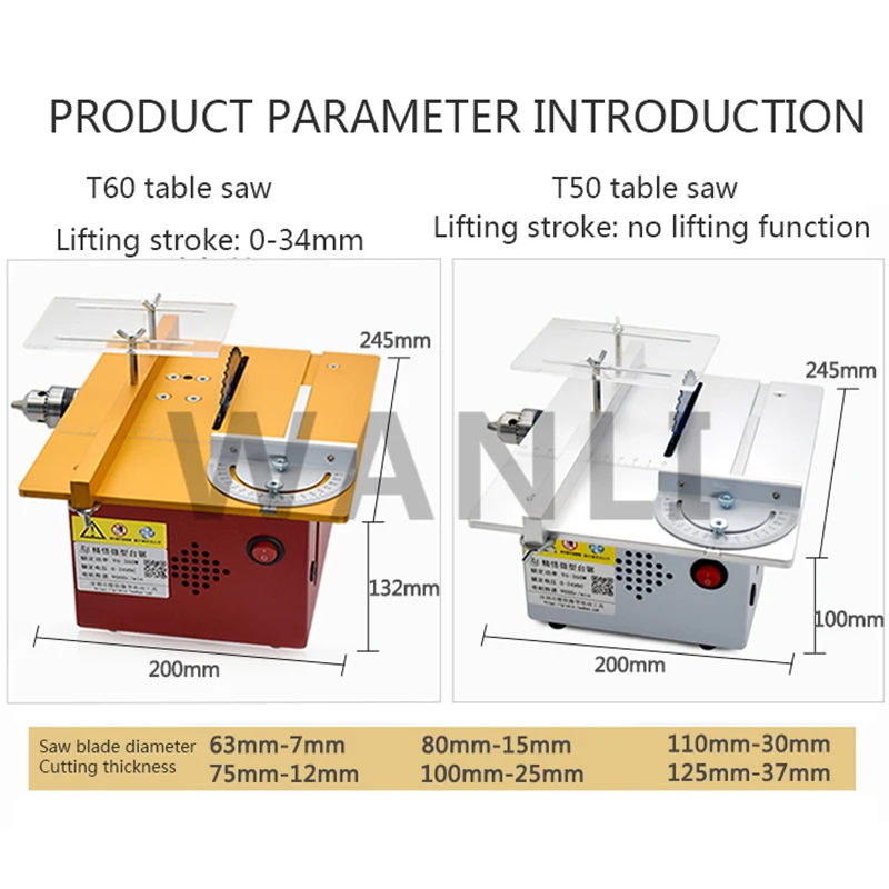 T50/T60 mesin pemotong kecil D - Mini Table Saw For Woodworking ulasan dan harga