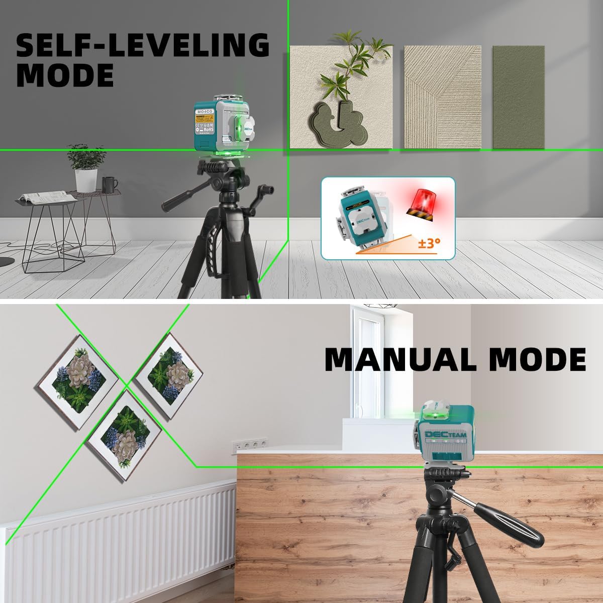 Decteam Laser lintas garis 4D, - Laser Level 16 Lines 4D Green ulasan dan harga